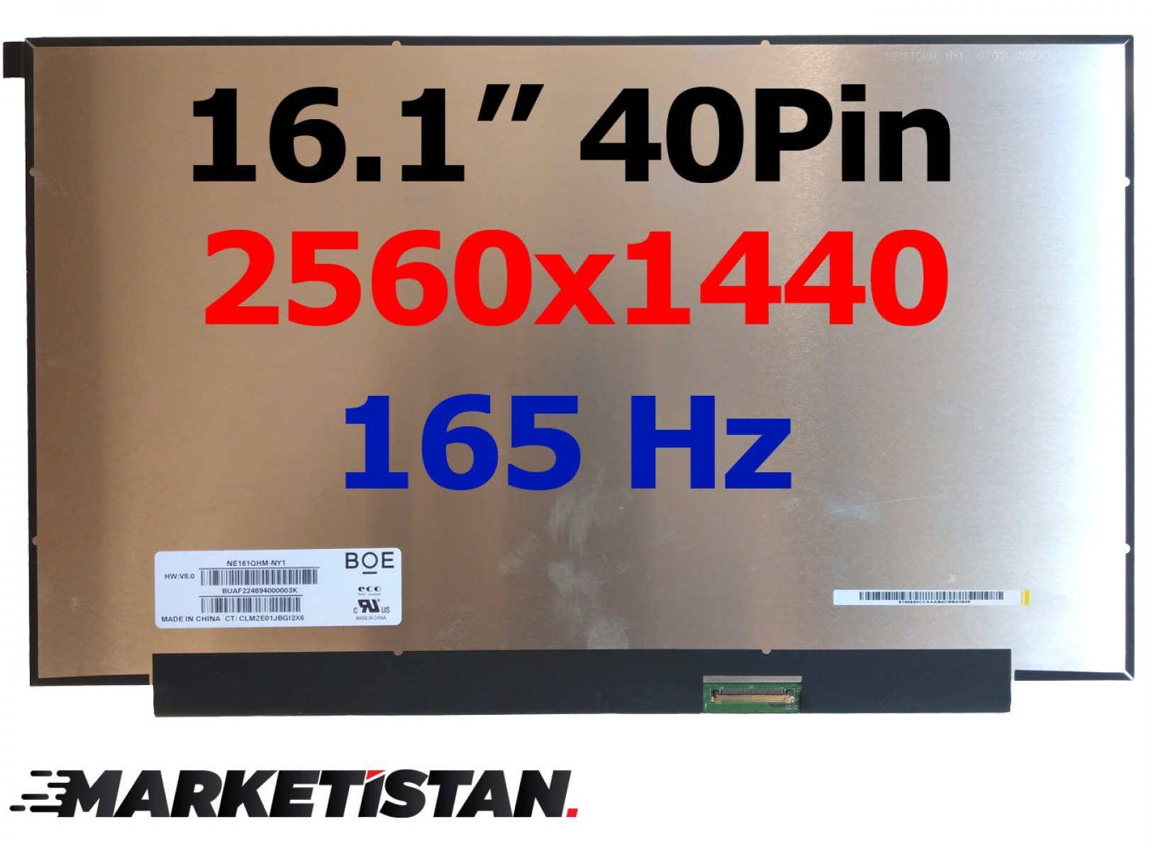 HP Omen 16-b1004nt (68P12EA) Uyumlu 16.1" 40 Pin Vidasız Slim Led Ekran Panel 2560X1440 IPS 165HZ 362mm
