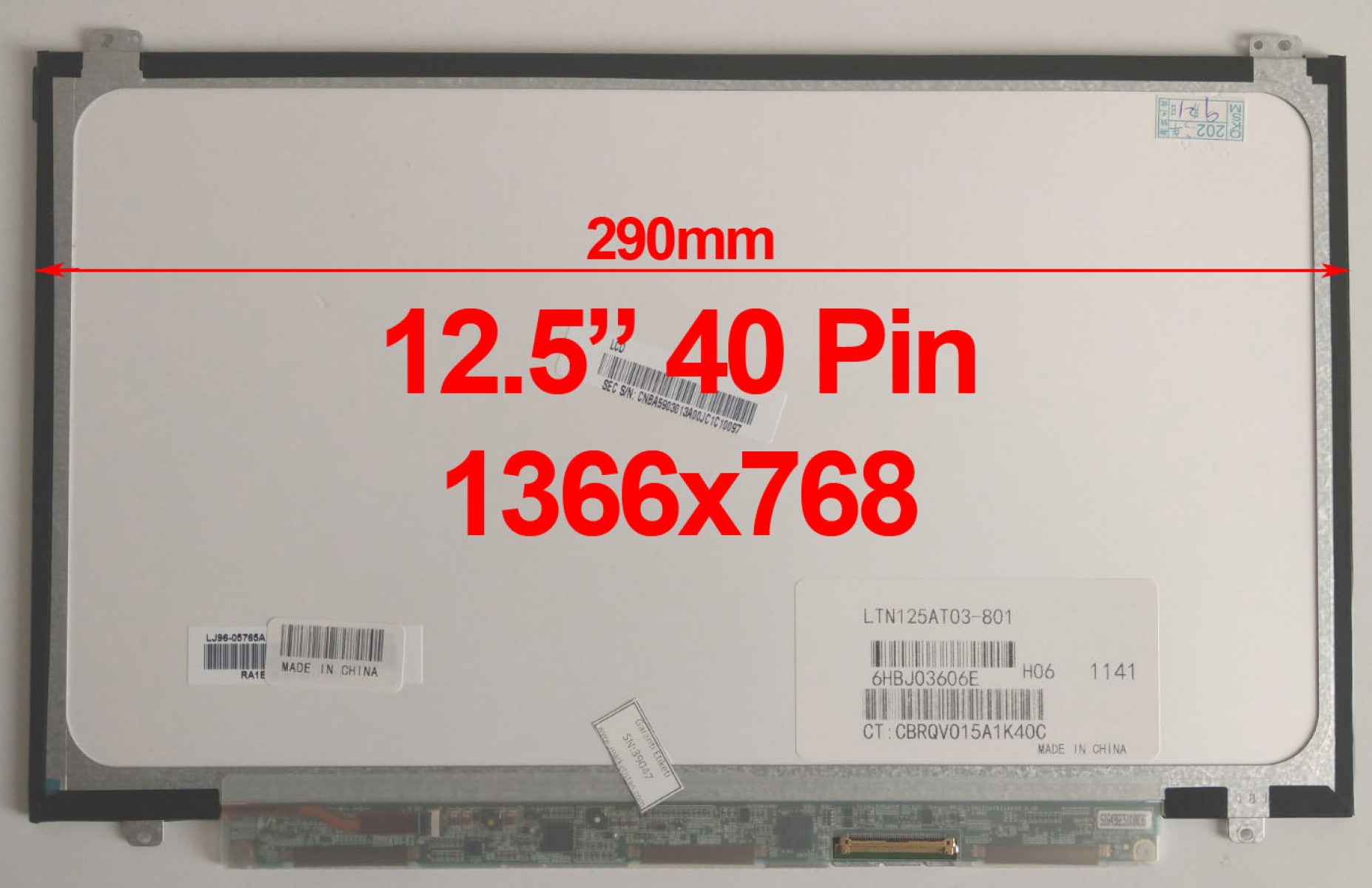 LTN125AT03-801 12.5 inç 1366x768 40 Pin Laptop Ekran Paneli