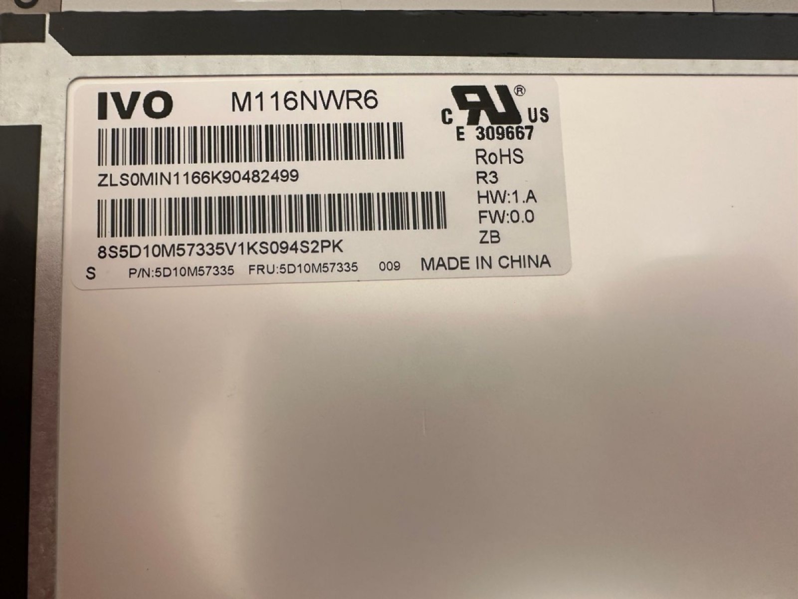 M116NWR6 R3 11.6 inç 1366x768 30 Pin Laptop Ekran Paneli