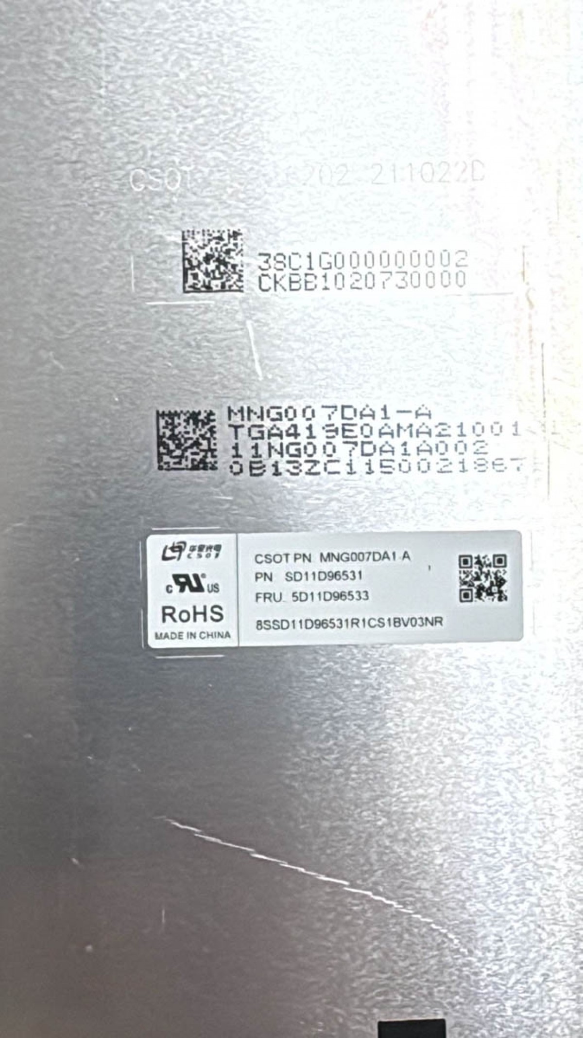 MNG007DA1-A 16 inç 2560x1600 40 Pin Laptop Ekran Paneli