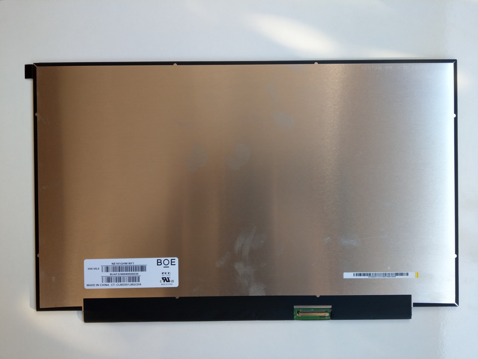 NE161QHM-NZ1 V8.0 Uyumlu 16.1" 40 Pin Vidasız Slim Led Ekran Panel 2560X1440 IPS 165HZ 362mm