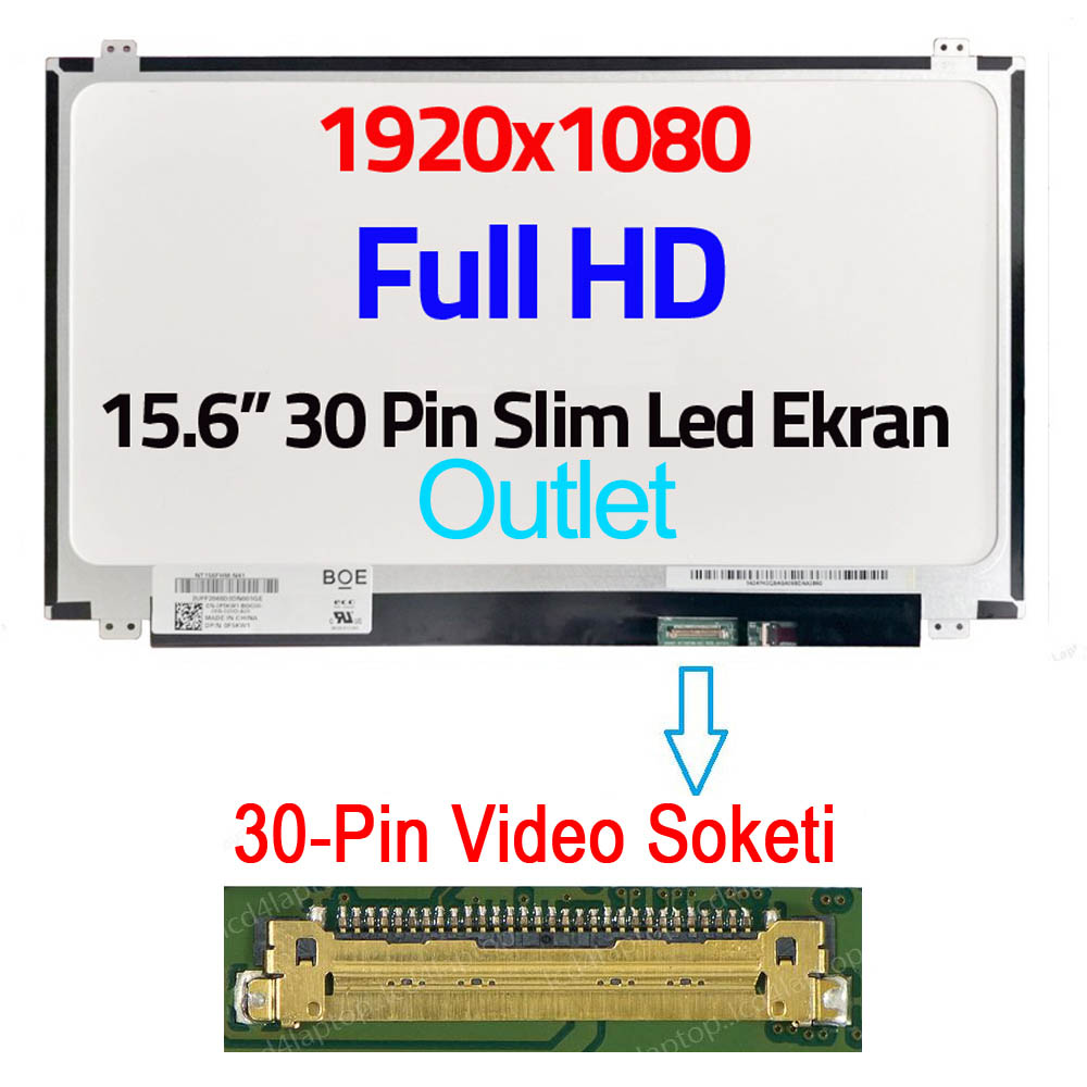 NT156FHM-N41 V8.0 Uyumlu 15.6" 30 Pin Ekran Panel 1080p TN (2 Piksel)