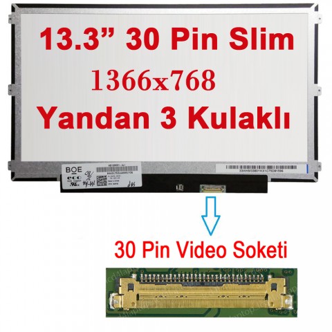 B133XTN02.1 HW0A Uyumlu 13.3" 30 Pin Slim Ekran Panel Yandan Kulaklı HD 1366x768