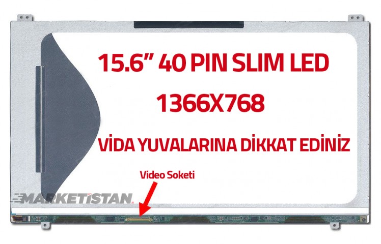 LTN156AT19-001 Uyumlu 15.6" 40 Pin Ekran Panel HD Sol 1366x768