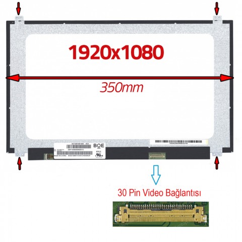 Lenovo Thinkpad T580 20L9 Serisi Uyumlu 15.6" 30 Pin Ekran Panel 1920X1080 IPS 350mm